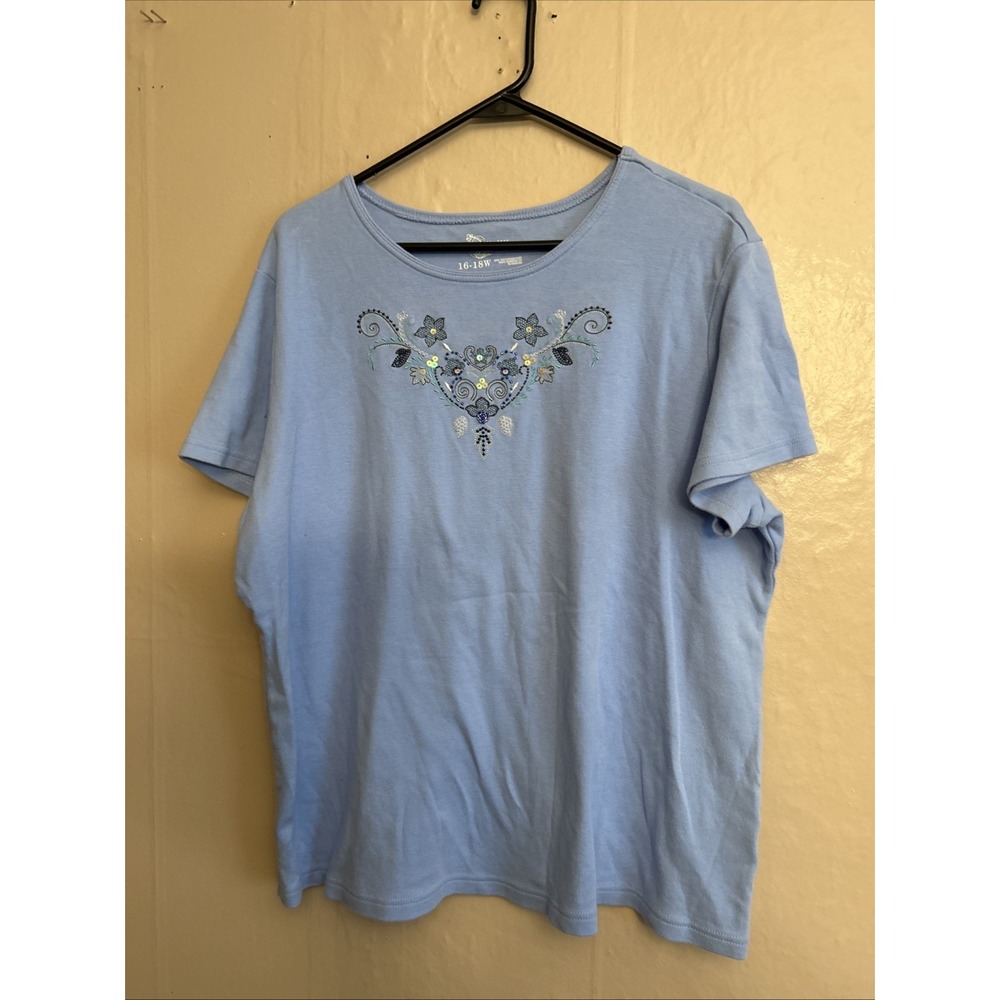 classic elements tops 16w‎ Baby Blue Short Sleeve Top